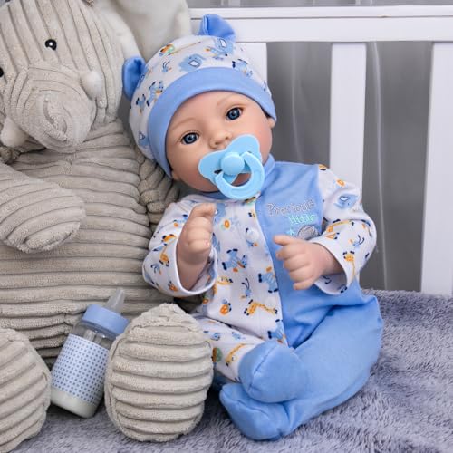 Aori Reborn Baby Dolls Boy 18 Realistic Newborn Baby Doll with Blue Feeding Set Birth Certificate Lifelike Weighted Body for Role Play Gift for Kids Ages 3 - Image 5