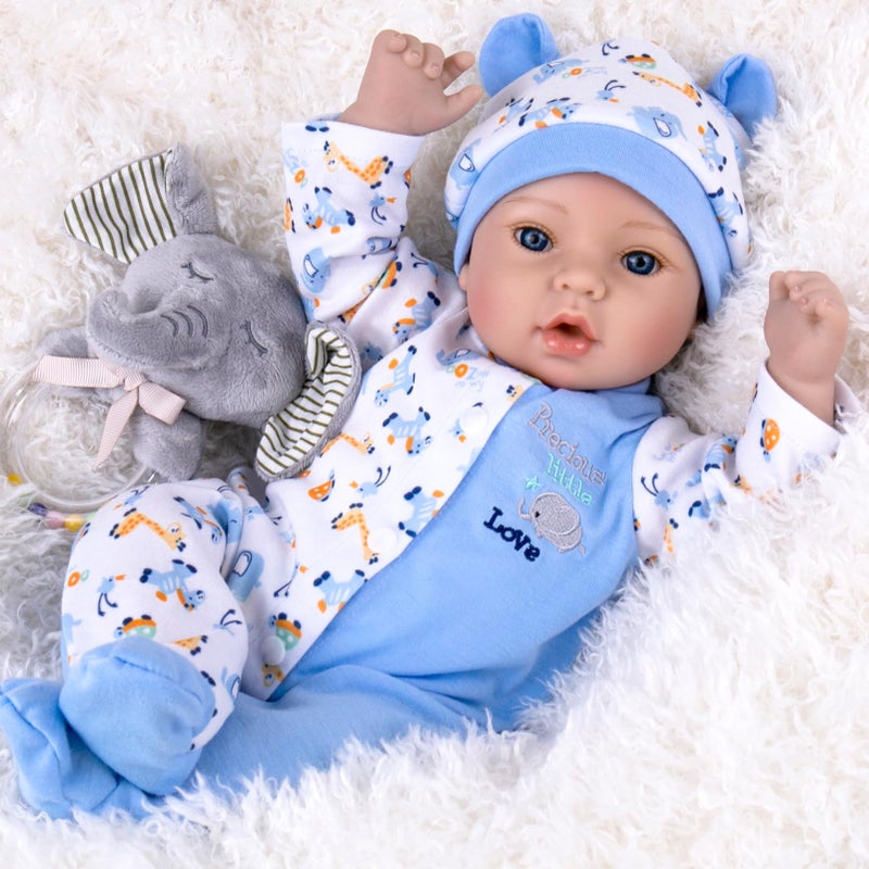 Aori Reborn Baby Dolls Boy 18 Realistic Newborn Baby Doll with Blue Feeding Set Birth Certificate Lifelike Weighted Body for Role Play Gift for Kids Ages 3 - Image 3