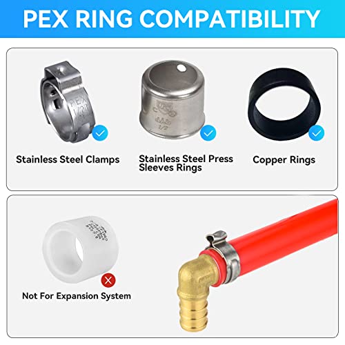 GUOFIS 10 Pack PEX Reducing Elbow Fittings, 3/4" x 1/2" Brass, 90 Degree, ASTM F1807 Certified - Image 5