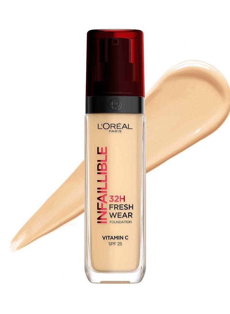 لوريال باريس كريم أساس إنفاليبل فريش وير يدوم 32 ساعة - 125 لون دافئ، 30 مل - Image 1