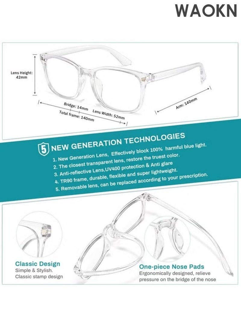 WAOKN Anti blue light flat mirror, can be used without makeup,Blue Light Glasses for Men and Women, Filter Blue-light Blocking Eyeglasses Ultra Light Reading TV PC Phone Computer Fashion Gaming Eye Glasses. - Image 2