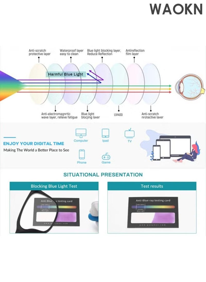 WAOKN Anti blue light flat mirror, can be used without makeup,Blue Light Glasses for Men and Women, Filter Blue-light Blocking Eyeglasses Ultra Light Reading TV PC Phone Computer Fashion Gaming Eye Glasses. - Image 5