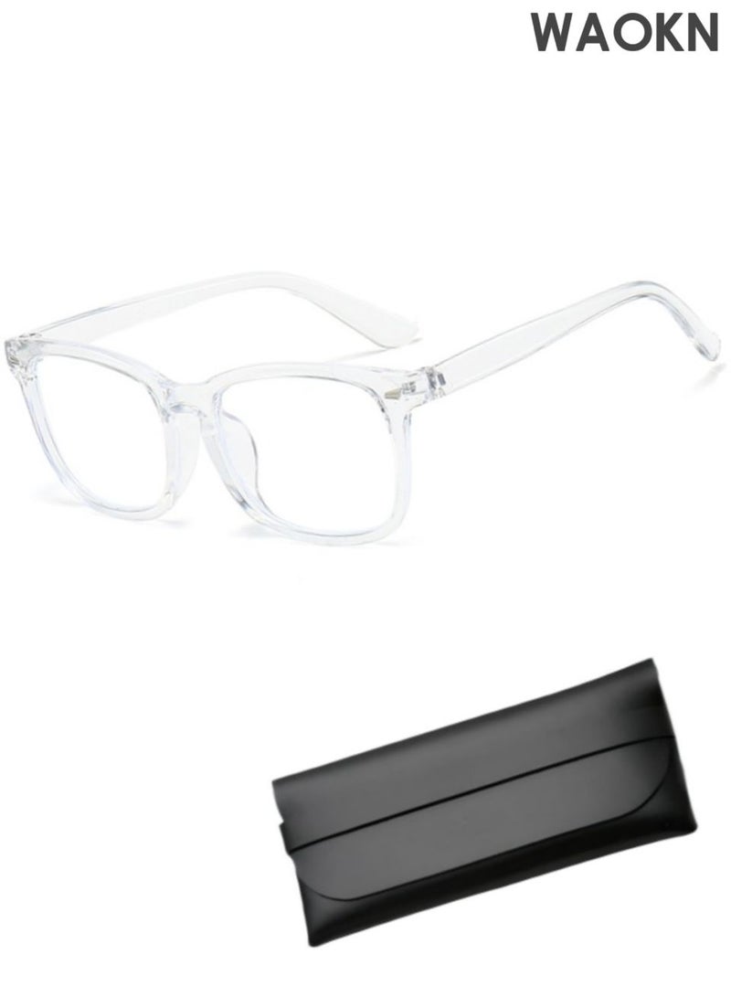WAOKN Anti blue light flat mirror, can be used without makeup,Blue Light Glasses for Men and Women, Filter Blue-light Blocking Eyeglasses Ultra Light Reading TV PC Phone Computer Fashion Gaming Eye Glasses. - Image 1