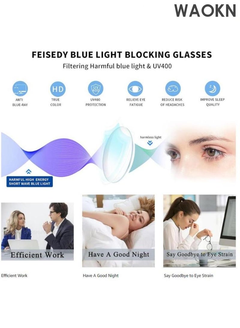 WAOKN Anti blue light flat mirror, can be used without makeup,Blue Light Glasses for Men and Women, Filter Blue-light Blocking Eyeglasses Ultra Light Reading TV PC Phone Computer Fashion Gaming Eye Glasses. - Image 3