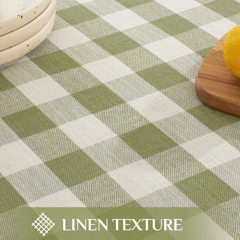 Softalker Spring Checkered Tablecloth Rectangle, Easter Outdoor Linen Cotton Gingham Table Cloth with Tassel, Heavy Duty Wrinkle Free Buffalo Plaid Table Cover for Picnic Camping - 55 x 84 Inch, Sage - Image 5