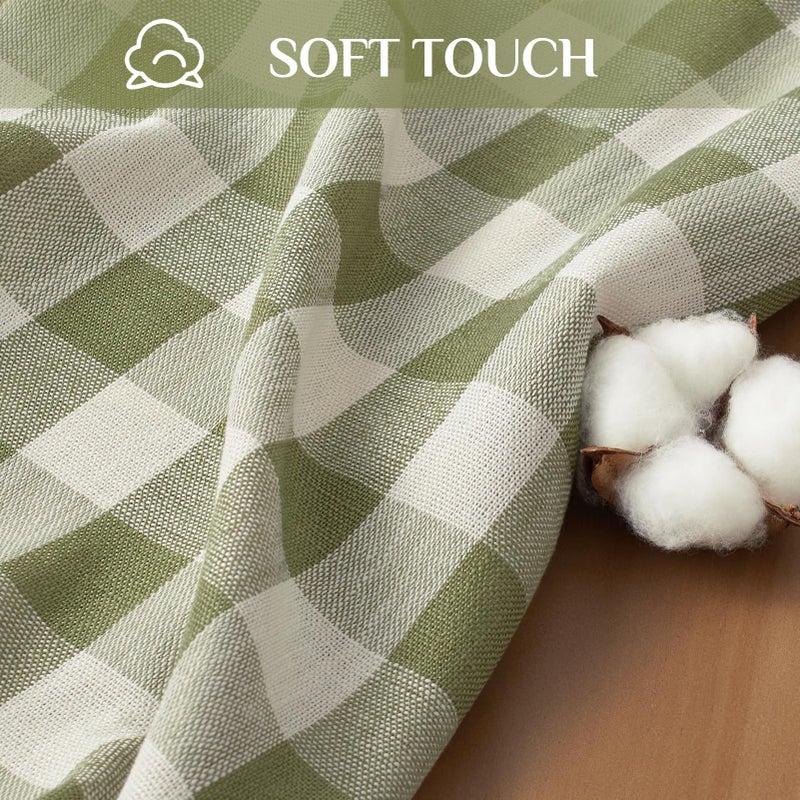 Softalker Spring Checkered Tablecloth Rectangle, Easter Outdoor Linen Cotton Gingham Table Cloth with Tassel, Heavy Duty Wrinkle Free Buffalo Plaid Table Cover for Picnic Camping - 55 x 84 Inch, Sage - Image 3