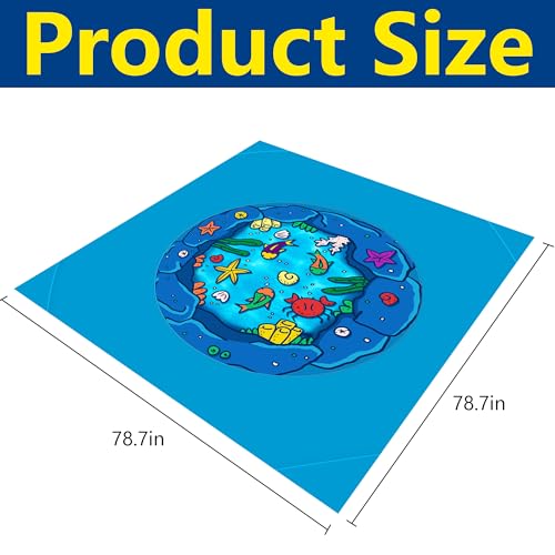 RunNico 66 x 66 Ft Portable Baby Beach Pool Waterproof Beach Pool Blanket for Toddler with Water Bag Collapsible Beach Puddle Mat for Boys Girls Kids Infant Outdoor Summer Vacation - Image 5