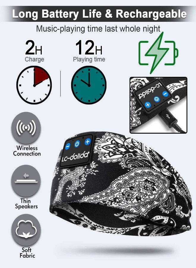 LC-dolida Sleep Headphones Bluetooth Headband Music Headband Wireless Band Headband Headphones with Thin HD Stereo Speakers Perfect for Side Sleepers, Sport, Yoga, Travel - Image 4