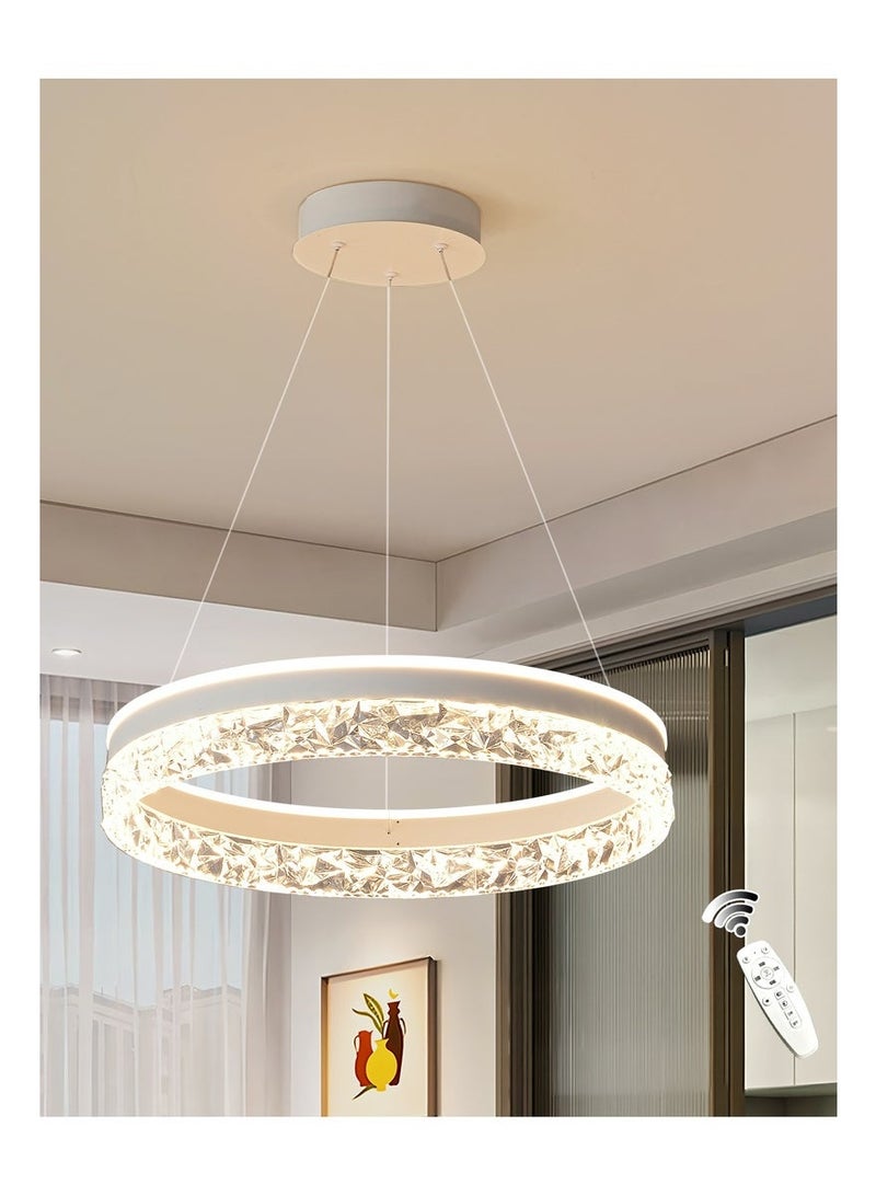 White 1-ring dimming chandelier 50W Chandelier With Remote Control In Dining Room Kitchen Island - Image 1