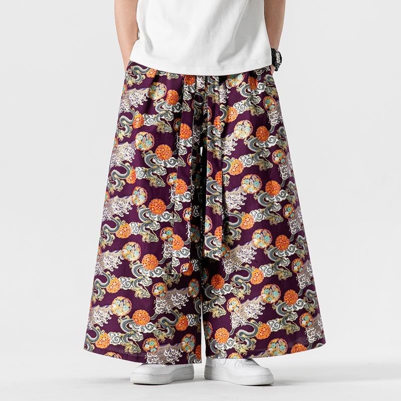24 Summer plus size Chinese Style Straight Leg Pants Trendy New Chinese Skirt Pants Men''s and Women''s Chinese Clothing K252/P70 - Image 1