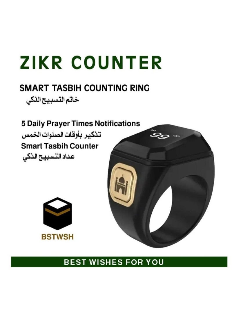 BSTWSH Smart Zikr Counter Ring – Digital Tasbih Ring with Prayer Time Alerts & LED Display  - Image 1