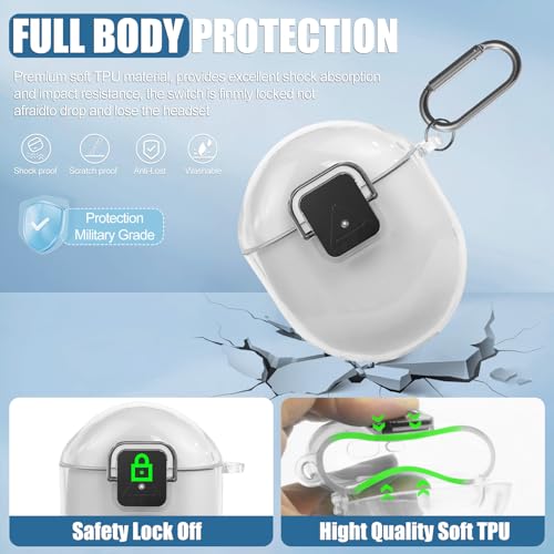 SGHLDE for Google Pixel Buds Pro 2 Case Cover with Lock Clip, Clear TPU Case for Google Pixel Buds Pro1/2, Shockproof Protective Case Skin wtih Keychain & Cleaner Kit for Girly/Women/Man (Clear) - Image 4