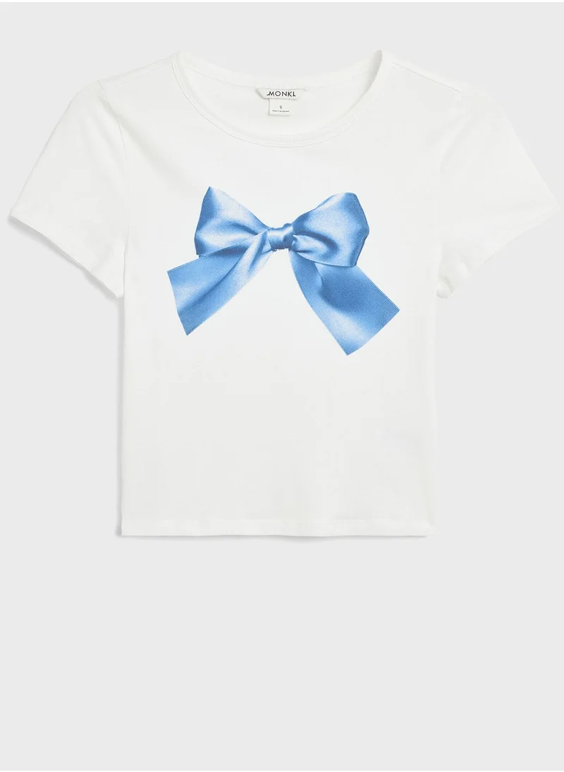 MONKI Crew Neck Graphic Crop T-Shirt
