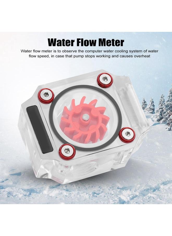 Thoraya G1/4" Thread Water Cooling Flow Meter Indicator for PC Water Cooling System Acrylic Red  - Image 3