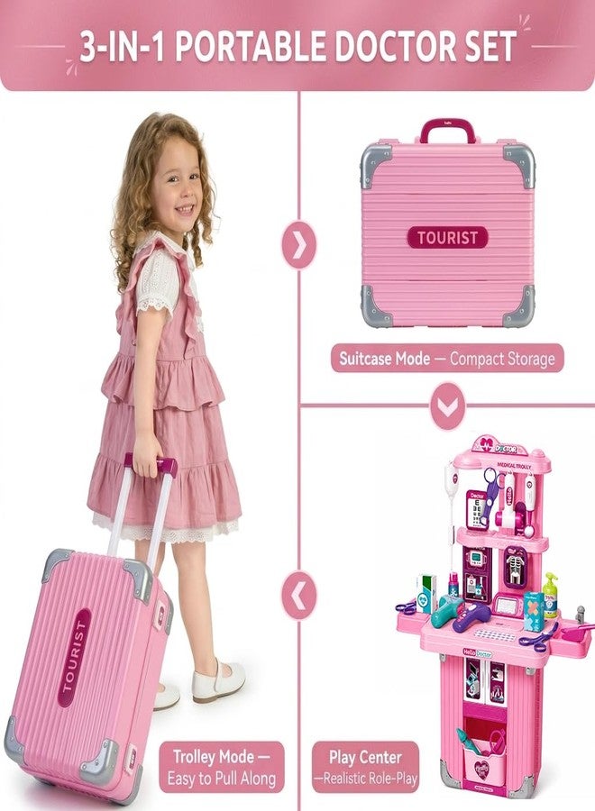 Bettina Doctor Kit for Girls, 3-in-1 Pretend Doctor Playset with Stethoscope, Thermometer & Medical Tools, Pink Medical Toys for Kids Ages 3 4 5 6 7 8 - Image 2