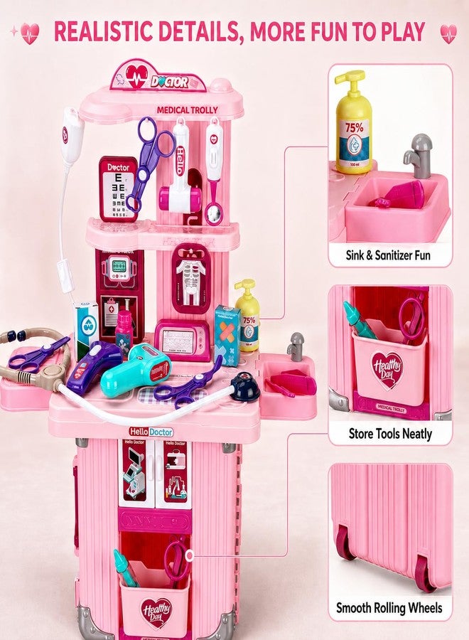 Bettina Doctor Kit for Girls, 3-in-1 Pretend Doctor Playset with Stethoscope, Thermometer & Medical Tools, Pink Medical Toys for Kids Ages 3 4 5 6 7 8 - Image 5