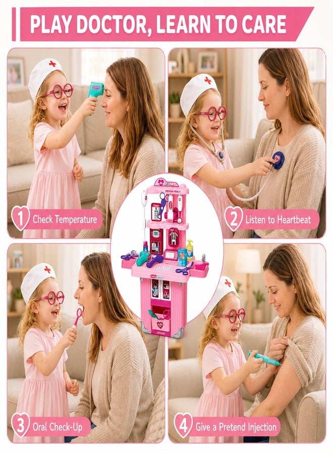 Bettina Doctor Kit for Girls, 3-in-1 Pretend Doctor Playset with Stethoscope, Thermometer & Medical Tools, Pink Medical Toys for Kids Ages 3 4 5 6 7 8 - Image 3