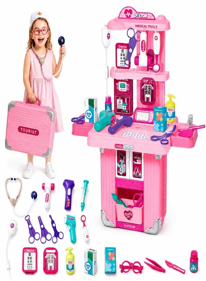 Bettina Doctor Kit for Girls, 3-in-1 Pretend Doctor Playset with Stethoscope, Thermometer & Medical Tools, Pink Medical Toys for Kids Ages 3 4 5 6 7 8 - Image 1