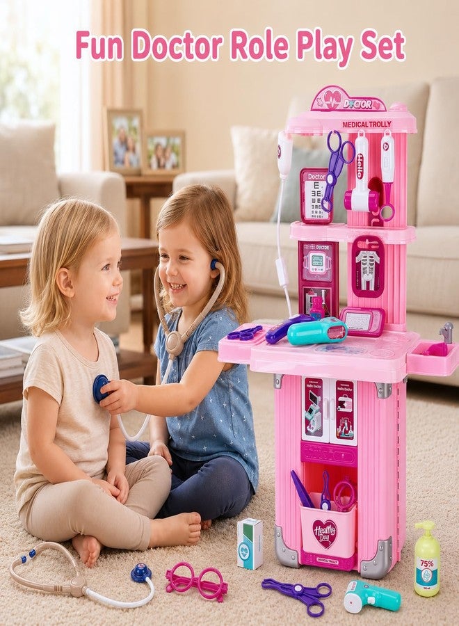 Bettina Doctor Kit for Girls, 3-in-1 Pretend Doctor Playset with Stethoscope, Thermometer & Medical Tools, Pink Medical Toys for Kids Ages 3 4 5 6 7 8 - Image 4