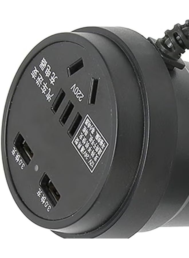 150W Black ABS Car Power Inverter, DC 12-24V to AC 110V-220V, Car Power Converter with 2 USB Ports - Image 3