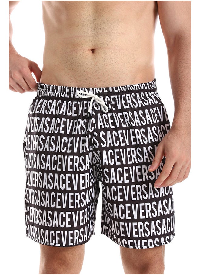 WHITE RABBIT - Side Pockets Crabs Patterned Board Shorts - Image 1