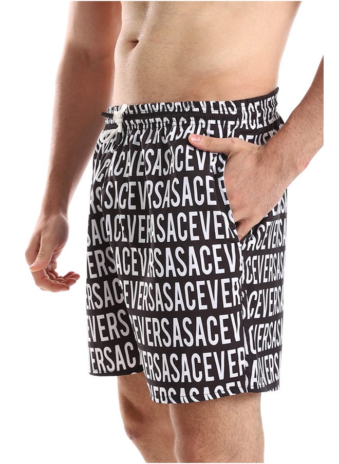 WHITE RABBIT - Side Pockets Crabs Patterned Board Shorts - Image 1
