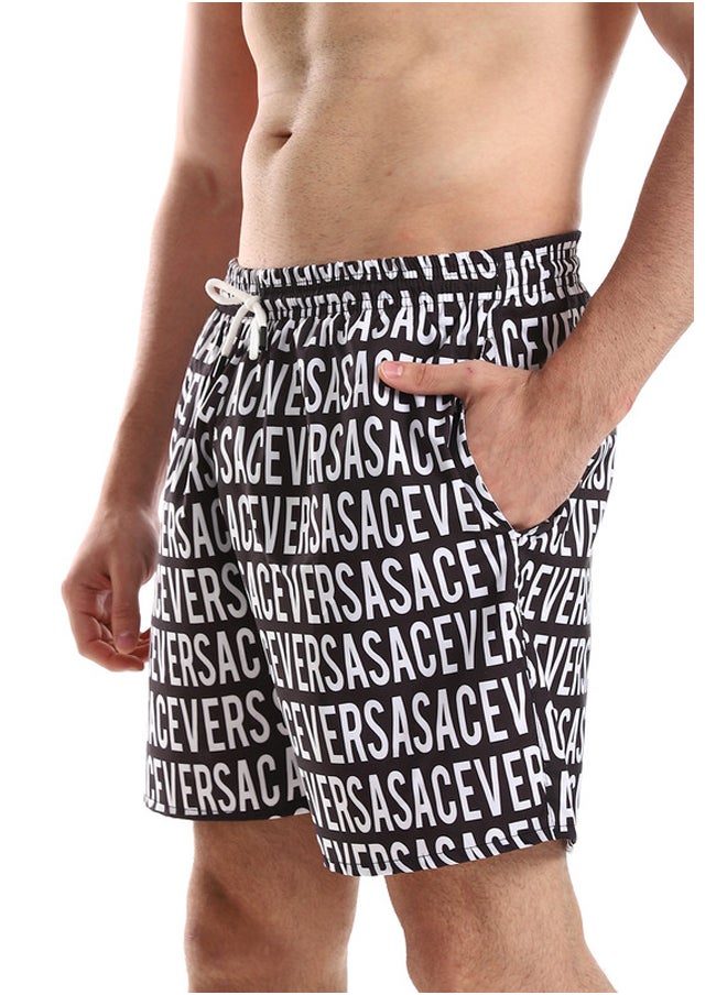 WHITE RABBIT - Side Pockets Crabs Patterned Board Shorts - Image 1