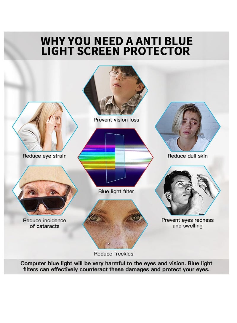 1Pack Blue Light Blocking Screen Protector Compatible with MacBook Air 15 inch 2025 2024 2023 A3241 A3114 A2941 M3 M2, Anti Blue Light Screen Filter Film Matte Anti Glare Eye Protection Screen Protector  - Image 5