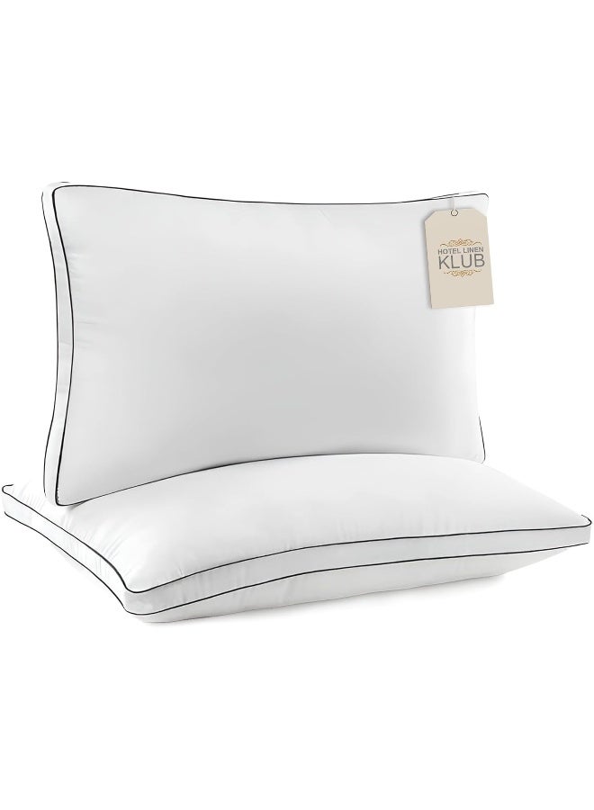 Hotel Linen Klub Hotel Linen Klub Set of 2 Down Feather Alternative Pillows with Double Piping  - Image 1
