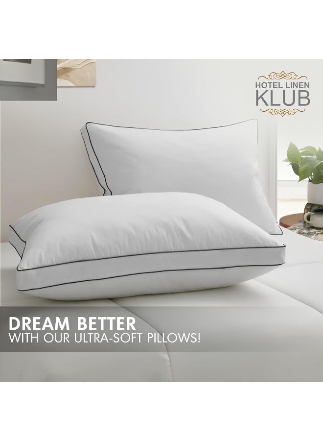 Hotel Linen Klub Hotel Linen Klub Set of 2 Down Feather Alternative Pillows with Double Piping  - Image 5