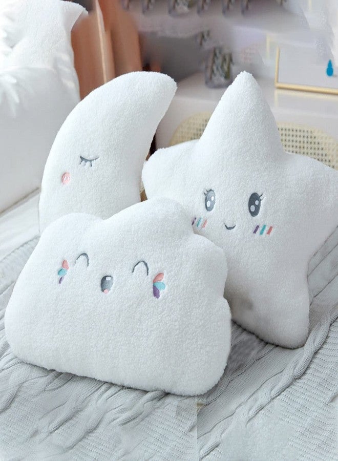 Peach Cuddle Cute Cloud Moon Star Cushions for Baby and Toddlers (Pack of 3) Cot Cushion with Embroidery Details, Cute cot Cushion, Crib Cushion, Baby Pillows, Nursery Decor - Image 1