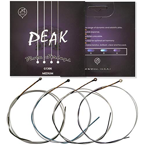 M MI & VI MI&VI PEAK Synthetic Core Viola Strings for 15” Violas — Pure Silver | Synthetic Nylon Core | Ball-End | Medium Gauge Tension - Image 2