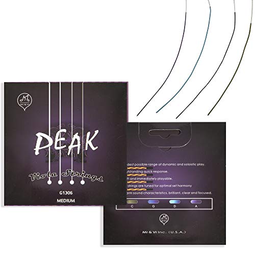 M MI & VI MI&VI PEAK Synthetic Core Viola Strings for 15” Violas — Pure Silver | Synthetic Nylon Core | Ball-End | Medium Gauge Tension - Image 1