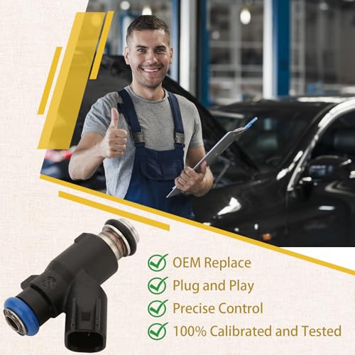 Pjvmvo 12613411GM Flex Fuel Injectors,Compatible with/Chevy 5.3L Tahoe Silverado Avalanche 2010 2011 2012 2013 2014,Compatible with/GMC Yukon Sierra 1500 |4.8 5.3 6.0 Flex Engine| |4 Holes| |Set of 8| - Image 5