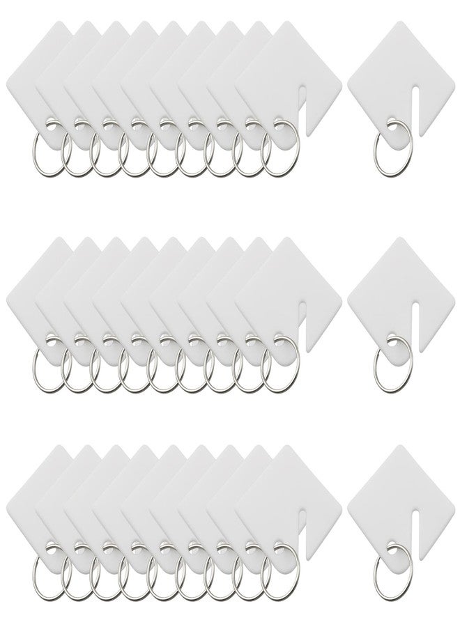 Lind Kitchen 30PCS White Rack Key Tags Hanging Tags Slotted Plastic Tags with Metal Snap Hooks for Key Cabinets Boxes Lockers Sturdy Frosted Item Identifiers for Home Offices, Keychain Style - Image 1