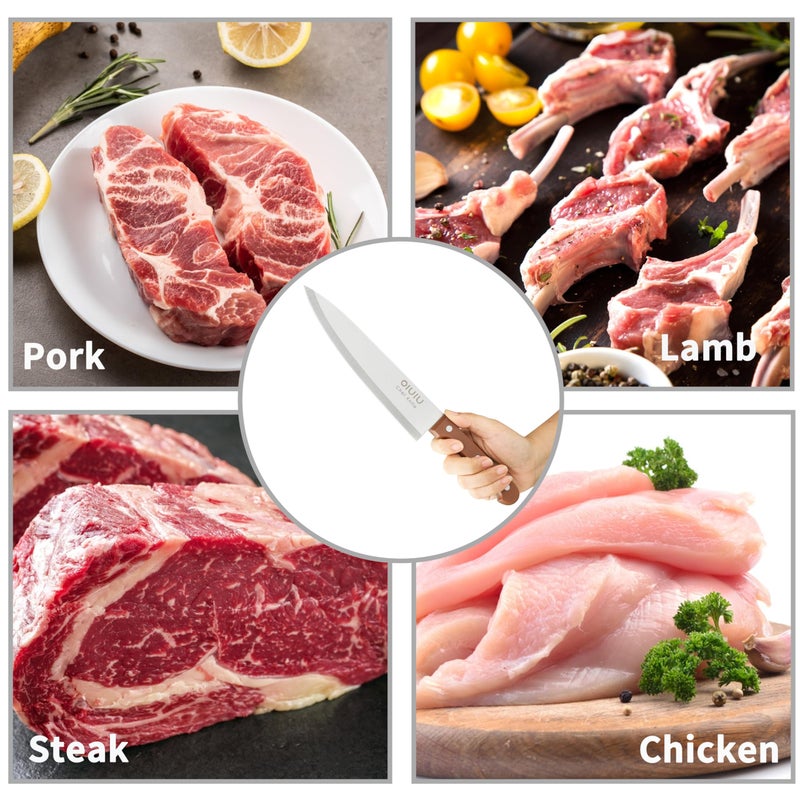 OLULU 8 inch Chef Knife, Razor Sharp Kitchen Knife with Protective Knife Sheath, Razor Sharp Slicing Knife with Ergonomic Handle, German Stainless Steel, Dishwasher Safe (Brown Color) - Image 3