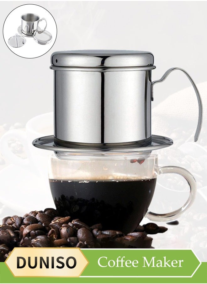 DUNISO Vietnamese Coffee Filter, Stainless Steel Household Coffee Drip Pot, Portable Coffee Drip Filter, High Temperature Resistance, Oxidation Resistance, Rust Prevention, Suitable For Outdoor Use In Homes, Restaurants, Kitchens, Offices  - Image 1