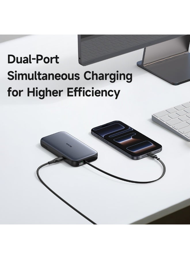 Mcdodo FreeGo Power Bank with Built-in Cable, 10000mAh, 45W PD Fast Charging, Dual USB-C, Aluminum Alloy, ATL Battery, LED Display, Dark Grey, MC-5920 - Image 3
