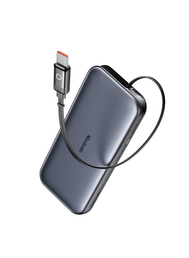 Mcdodo FreeGo Power Bank with Built-in Cable, 10000mAh, 45W PD Fast Charging, Dual USB-C, Aluminum Alloy, ATL Battery, LED Display, Dark Grey, MC-5920 - Image 1