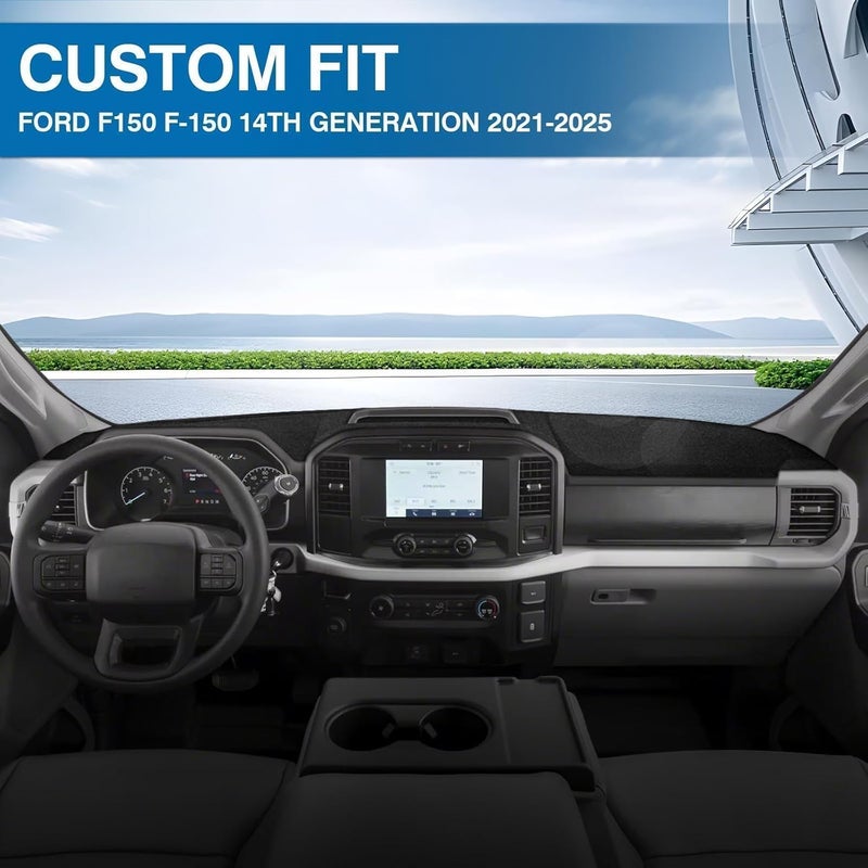 KUST Car Dash Cover for Ford F150 F-150 (2021-2025) - Polyester Non-Slip Sunshade, Black - Image 3