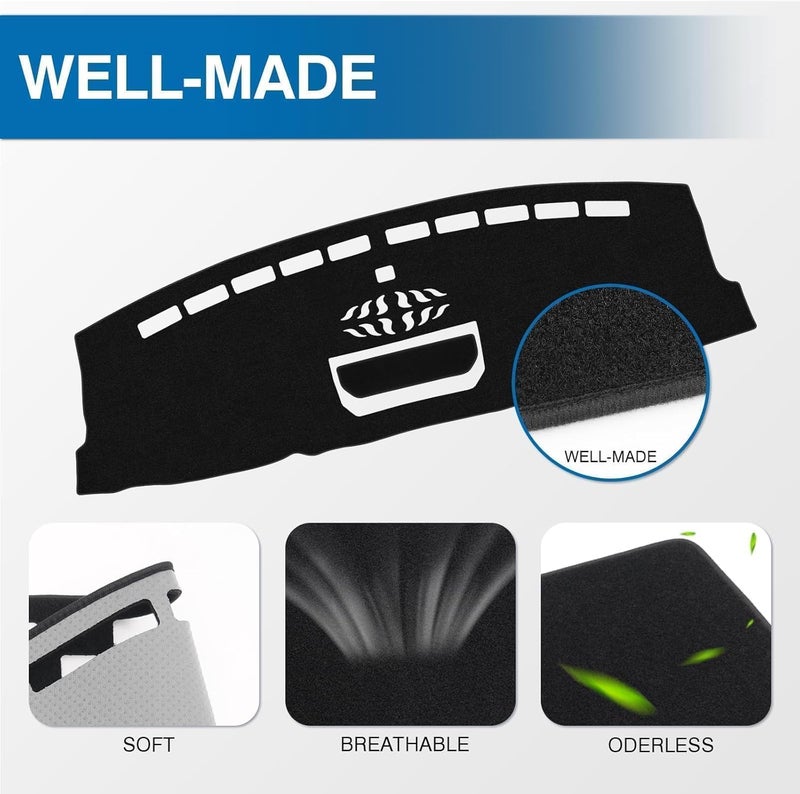 KUST Car Dash Cover for Ford F150 F-150 (2021-2025) - Polyester Non-Slip Sunshade, Black - Image 4