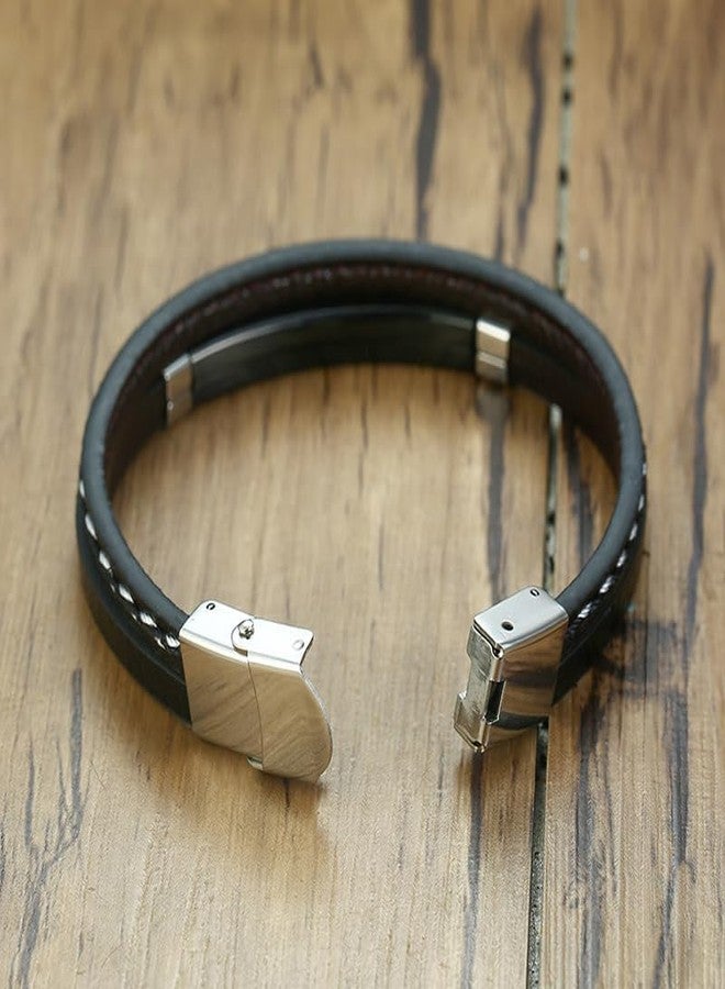 YouBella Men's Black Leather Bracelet | Retro Style Wristband | Birthday Gift for Him - Image 4