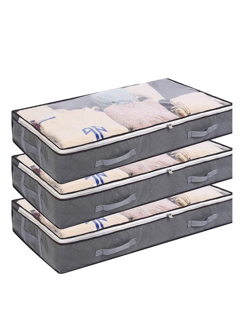 3-Piece Reinforced Foldable Large Capacity Storage Containers and Organizer with Clear Window