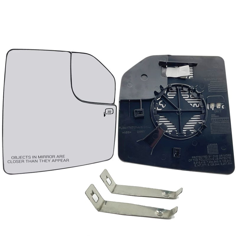 F150 Passenger Side Heated Mirror Glass Compatible with 2015 2016 2017 2018 2019 2020 Ford F150 Right Power Heated Convex Mirror Glass FL3Z17K707A with Blind Spot Mirror and Rear Holder F150 Mirror