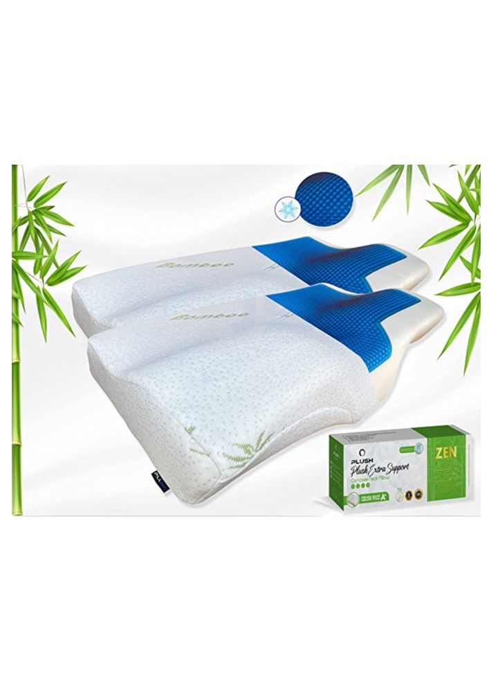 Plush Creative Planet Creative Planet PLUSH Medical Memory Foam Cooling Gel Cervical Contour Pillows with Hypoallergenic Pillowcases for Better Sleep (Set of 2) - Image 1