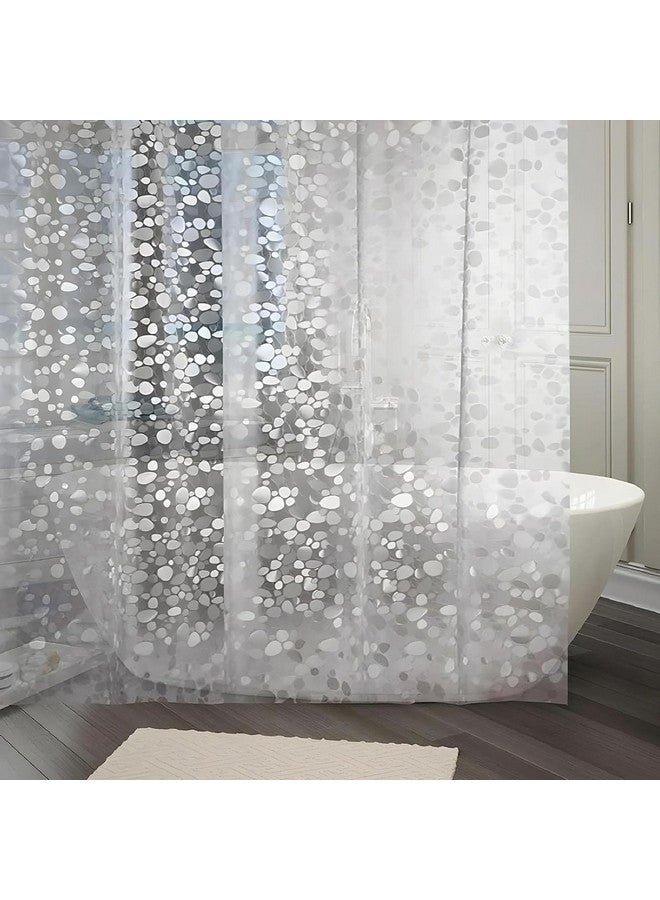 Kuber Industries Kuber Industries (Pack of 2) Shower Curtains for Bathroom | Stone Print Waterproof Curtain | PVC Washroom Curtain | 9 Feet | Transparent  - Image 2