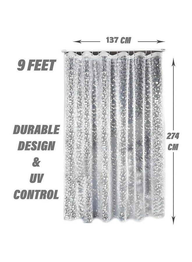 Kuber Industries Kuber Industries (Pack of 2) Shower Curtains for Bathroom | Stone Print Waterproof Curtain | PVC Washroom Curtain | 9 Feet | Transparent  - Image 3