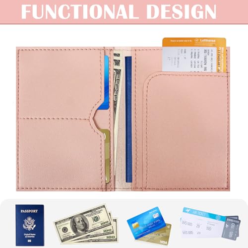 COSHAYSOO Pink Passport Cover Book Holder Travel Luggage Tag Set for Women Teen Girls with Initial Monogram Letter, Cute Airplane Essentials Personalized Cruise Accessories Trip Favor Gifts A - Image 2