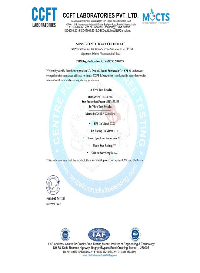 بريتون جل واقي من الشمس برينتون يو في دوكس بعامل حماية 50 PA+++ | حماية واسعة النطاق من الأشعة فوق البنفسجية UVA وUVB | لا يترك طبقة بيضاء | خالٍ من البنزين | معتمد من أطباء الجلدية | لا يسد المسام | مقاوم للماء | 30 غرام × 2 - Image 3