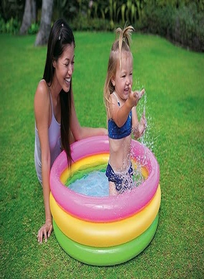 Jukusa 3ft Baby Bath Water Tub for Swimming Pool, Glow Round Colourful Ring Baby Bath Tub, Soft Inflatable Pool for Kids(35.4" x 9" (90cm x 23cm)) (Multicolor) - Image 3